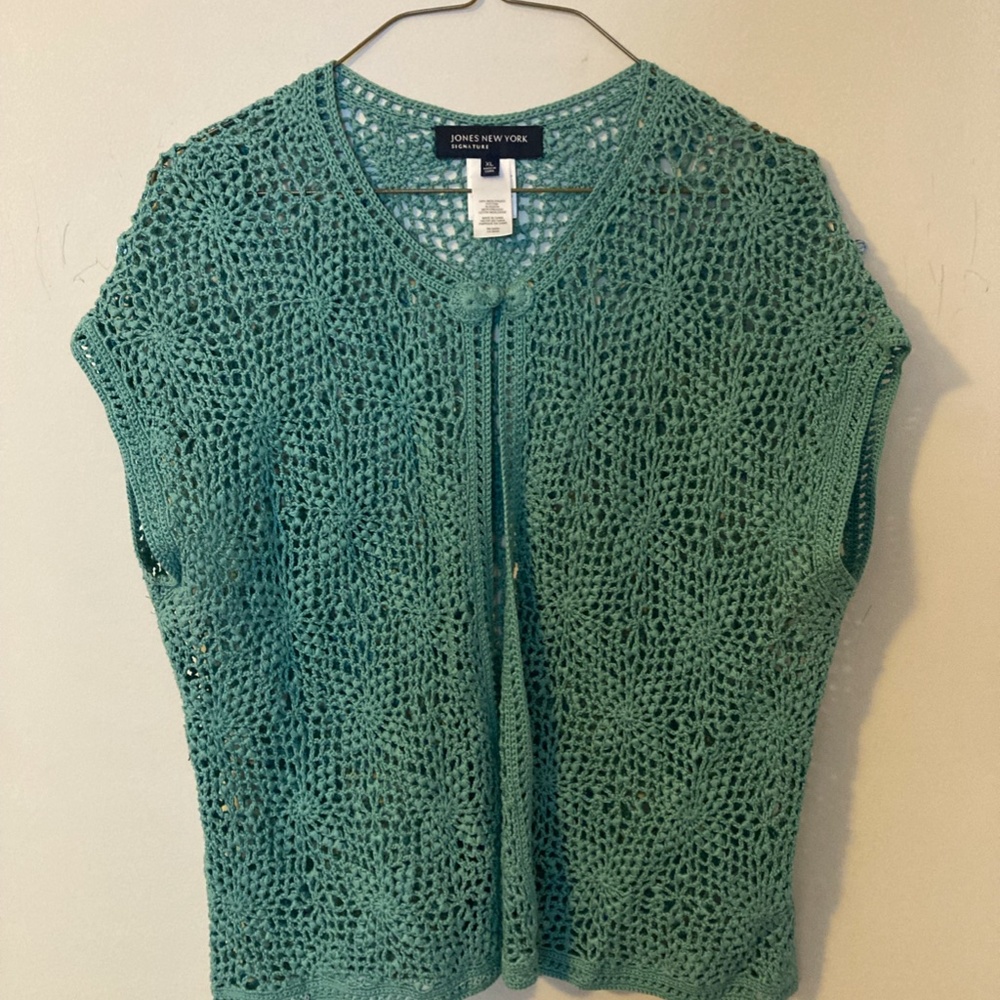 Jones of New York Signiture, crochet cropped sweater, XL